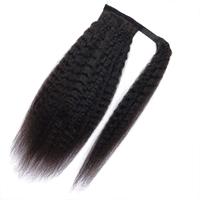 Extension de cheveux humains vierges brésiliens - Queue de cheval Kinky Straight Magic Paste pour femmes noires
