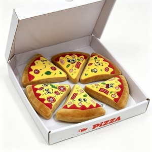 Ensemble de jouets en peluche en forme de tranches de pizza personnalisées, lot de 6 peluches mignonnes sur le thème de la nourriture avec visages et garnitures brodés, douces - Product Image 5
