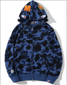 Hoodies Bapees de qualité supérieure pour hommes, style streetwear, avec impression en relief et effet déchiré, en coton et denim, vêtements de créateur - Product Image 3