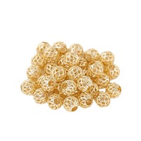 18K Or Véritable Boule Creuse 14k Paquet Perles Lâche Net Melon Bracelet Diy Accessoires D80