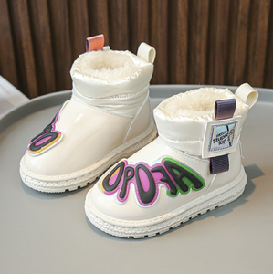 Bottes pour enfants à faible MOQ, bottes de neige solides argentées pour enfants, chaussures en lin et coton à semelle souple, bottes hautes - Product Image 5