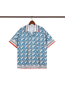 Летняя рубашка в винтажном стиле «Касабланка» с полосками, для пляжного отдыха на Гавайях, модная, ретро, из шелка, быстросохнущая, короткая - Product Image 3