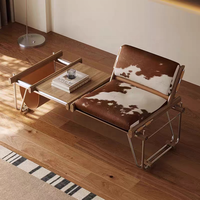 Chaise vintage style Bauhaus, banc haut de gamme en cuir de vachette moderne pour la salle à manger, la maison, le bureau et le salon
