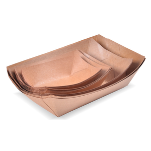 Oil-Proof French Fries Fried Chicken Kraft Paper Boat Box Snack Packaging Disposable Custom Printed Food Paper Tray
