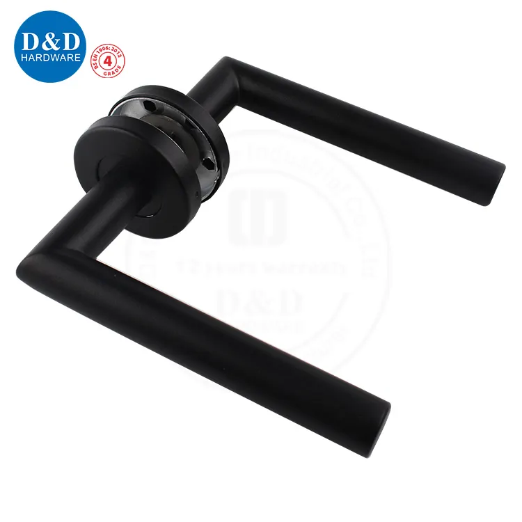 Modern Stainless Steel EN1906 Security Matte Black Metal Door Handle Mitred Door Lever