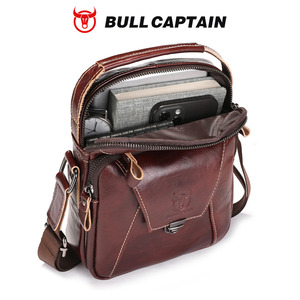 Bolso Bandolera de Cuero Genuino para Hombre, Estilo Retro Vintage, Marca BULLCAPTAIN - Product Image 4
