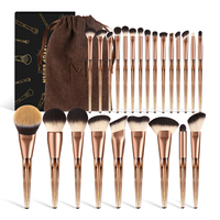 Set Kuas Makeup Profesional Maange Custom Terbaru 24pcs, Kuas Rias Wajah dari Bahan Nylon Lembut, Set Kuas Wajah
