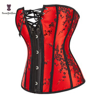 Moins cher prix ensemble de Lingerie de noël rouge dentelle désossée tondeuse Corsets femme grande taille S à XXXXXXL femmes sous-vêtements Ann Cherry Corset