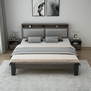 Modern Upholstered <b>Bed</b> 1.8m/1.5m <b>Double</b> Size Bedroom Furniture Framework Structure Low <b>Box</b> Design - Product Image 1