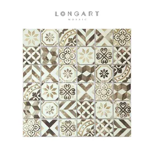 Customized Foshan Longart Recycled Glass Mosaic Tiles 6mm Thickness Patterns Glass Mosaic With Good Quality