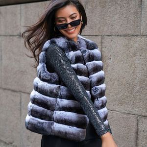 Fabricante Noble barato de lujo Unisex piel teñida Stand Collar comodidad Chaleco de piel de conejo cálido Chaleco de invierno - Product Image 2