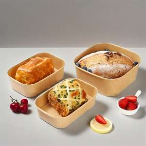 Contenant alimentaire rectangulaire en papier blanc imprimé sur mesure, jetable, de qualité alimentaire, pour salades et autres aliments, vente en gros - Product Image 1