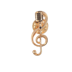 Bros Mikrofon Nada Musik untuk Pria Wanita Gaya Jepang Bahan Zinc Alloy Teknik Tetesan Minyak untuk Pernikahan Pin Elegan - Product Image 5