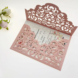 50Pcs Rose Gold Blush Màu Hồng Laser Cắt Lời Mời Đám Cưới Thẻ Túi Bao Gồm Cho Đám Cưới Cô Dâu Tắm Ngọt Ngào 16 Sinh Nhật Lời Mời - Product Image 2