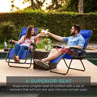 Chaise longue zéro gravité réglable, chaise inclinable de patio en fer pliable avec plateau porte-gobelets, pour piscine, plage, camping, salle de sport