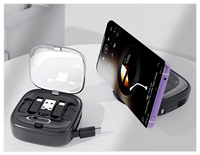 Kit de câble de charge rapide rétractable 6-en-1 60W avec support de téléphone, étui de rangement personnalisé avec logo, adaptateur de voyage portable OEM