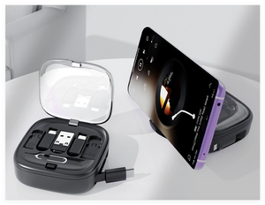 Quà Tặng Bán Buôn New Biểu Tượng Tùy Chỉnh Có Thể Thu Vào Cáp Adapter Lưu Trữ Trường Hợp 60W 6 Trong 1 Nhanh Chóng Sạc Hộp Cáp Với Điện Thoại Đứng - Product Image 5