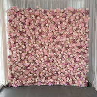 Dekorasi Latar Belakang Dinding Bunga Campuran Sutra Buatan Tangan Gaya Baru Warna Magenta Oranye Pink untuk Pernikahan Natal Tahun Baru Imlek Indoor Outdoor