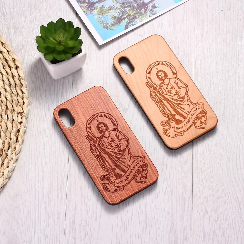 San Judas Tadeo Engraved Nature Wood Phone Case Coque Funda For iPhone 12 6 6S 6Plus 7 7Plus 8 8Plus XR X XS Max 11 Pro Max