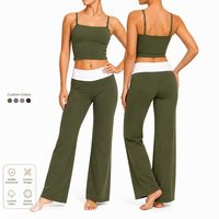 Ensemble de yoga personnalisé avec logo, coussinets de soutien-gorge intégrés, bretelles fines, respirant, color block, taille haute, séchage rapide, athlétique, XXL