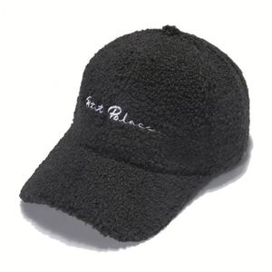 Invierno cálido bordado elevado Logo 6 paneles mujeres Cordero personalizado lana difusa felpa gorra de béisbol al aire libre - Product Image 4