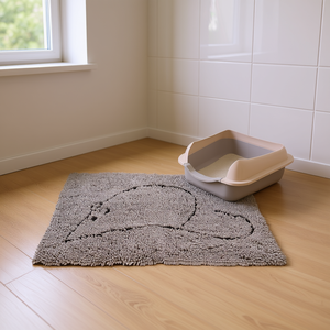 Tapis pour litière de chat rectangulaire 35 x 26 pouces gris facile à nettoyer pour l'espace litière du chat - Product Image 2