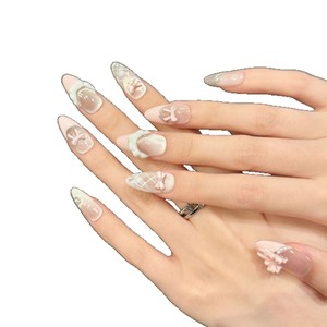 Venta caliente estilo francés translúcido Rosa ojo <span class=keywords><strong>de</strong></span> gato <span class=keywords><strong>uñas</strong></span> a presión hechas a mano puntas <span class=keywords><strong>de</strong></span> <span class=keywords><strong>uñas</strong></span> <span class=keywords><strong>postizas</strong></span> diseño <span class=keywords><strong>de</strong></span> lazo <span class=keywords><strong>pegamento</strong></span> <span class=keywords><strong>de</strong></span> Gel <span class=keywords><strong>para</strong></span> dedos fáciles - Product Image 5