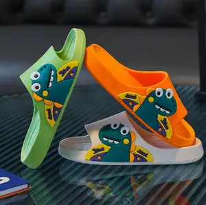 Cartoon Crocodile Open Toe Non-Slip Home Bathroom Shoes Baby Kids Flats Footwear Boy Shark Sandals Slides Slippers