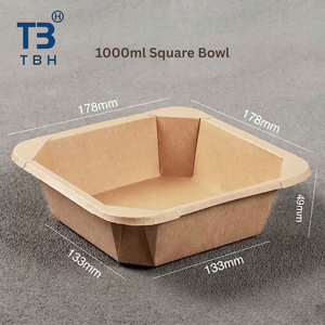 Bol carré jetable biodégradable de qualité alimentaire 1000 ml du fabricant malaisien pour l'emballage de gâteaux et de snacks en hôtellerie - Product Image 1