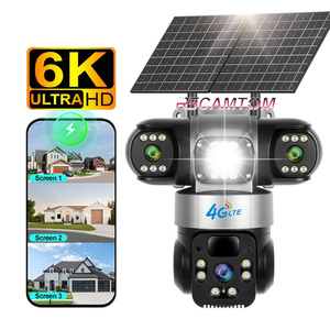 Rscamtom 6K 3เลนส์กล้องแผงเซลล์แสงอาทิตย์, กล้อง okam Pro พลังงานแสงอาทิตย์<span class=keywords><strong>4G</strong></span> ซิมการ์ดกล้องปลุกตรวจจับการเคลื่อนไหวกลางแจ้ง - Product Image 1