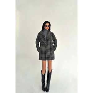 เสื้อโค้ทลายสก็อตสีดำ แต่งกระดุม ไซส์พลัส แบบกลับด้านได้ พร้อมซิปถอดออกได้ ระบายอากาศได้ดี สำหรับฤดูใบไม้ร่วง/ฤดูหนาว ไซส์ XS-XL ลายพิมพ์ - Product Image 2