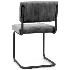 <span class=keywords><strong>Chaise</strong></span> de salle à manger en porte-à-faux en tissu de <span class=keywords><strong>velours</strong></span> gris foncé de luxe sans bras - Product Image 5