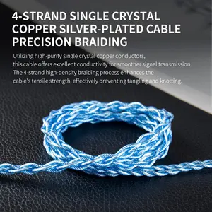 KBEAR Palm Thunder monocristal cuivre plaqué argent <span class=keywords><strong>HiFi</strong></span> mise à niveau des écouteurs câble d'extension moniteur intra-auriculaire fil des écouteurs filaires - Product Image 2