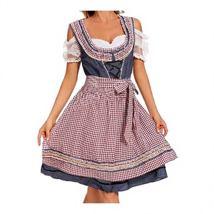 ชุดเดรส Dirndl สำหรับผู้หญิงสำหรับเทศกาลอ็อกโทเบอร์เฟสต์ 2026 ชุดชาติพันธุ์สวยงาม แฟชั่น Trachten เยอรมัน ชุดเดรส Dirndl ปักลายตารางสำหรับเด็กผู้หญิง - Product Image 1
