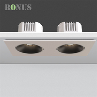 Lampe de plafond encastrée à double tête 35W * 2 réglable pour bureau Lampe de grille carrée COB LED