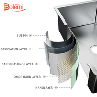 Évier d'angle de cuisine en acier inoxydable fait main, double bac, à encastrer, design moderne, sans robinet, finition brossée