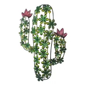 15.7 Inch Metal Cactus Wall Art Wall Decor Fence Decor Yard Wall Hanging Sculptures Decor