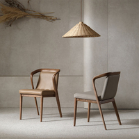 Chaise de salle à manger en bois massif de conception moderne rembourrage en cuir tissu siège maison Restaurant hôtel noyer loisirs salle à manger Chiars