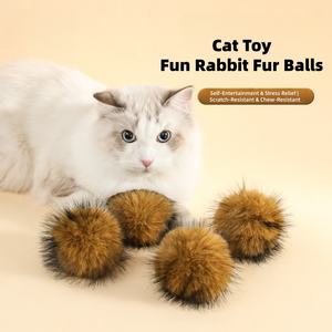 Giocattolo per Gatti in Pelliccia di Coniglio, Palla Resistente ai Graffi per Gattini, Divertente Gioco Autonomo per Tutte le Stagioni - Product Image 4