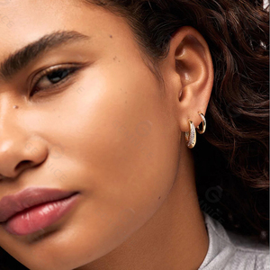 Gemnel, aros de plata 925 con detalles en dos tonos, conjunto de joyería para uso diario, pendientes de aro, accesorios de moda para mujer - Product Image 3