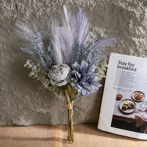 CallaFloral Artificial Dahlia Bouquet With <b>Reed</b> Gray Blue Home Wedding Decor CF01319 - Product Image 1