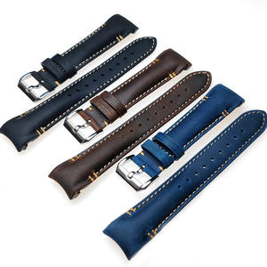 Correa de reloj de cuero genuino de lujo hecha a mano, con pasador de liberación rápida, ajustable, 14/16/18/20/22/24 mm, correa de repuesto - Product Image 1