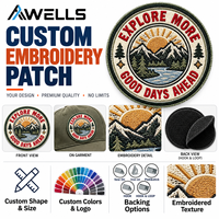 Écusson brodé personnalisé Boussole d'aventure et badge Montagne Rivière pour vestes, sacs à dos, casquettes et équipement de voyage AWELLS