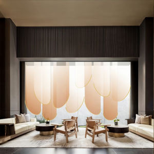 Rideaux de séparation parallèles multicouches avec bases incurvées en métal, <span class=keywords><strong>stores</strong></span> décoratifs pour créer des espaces de style naturel - Product Image 5