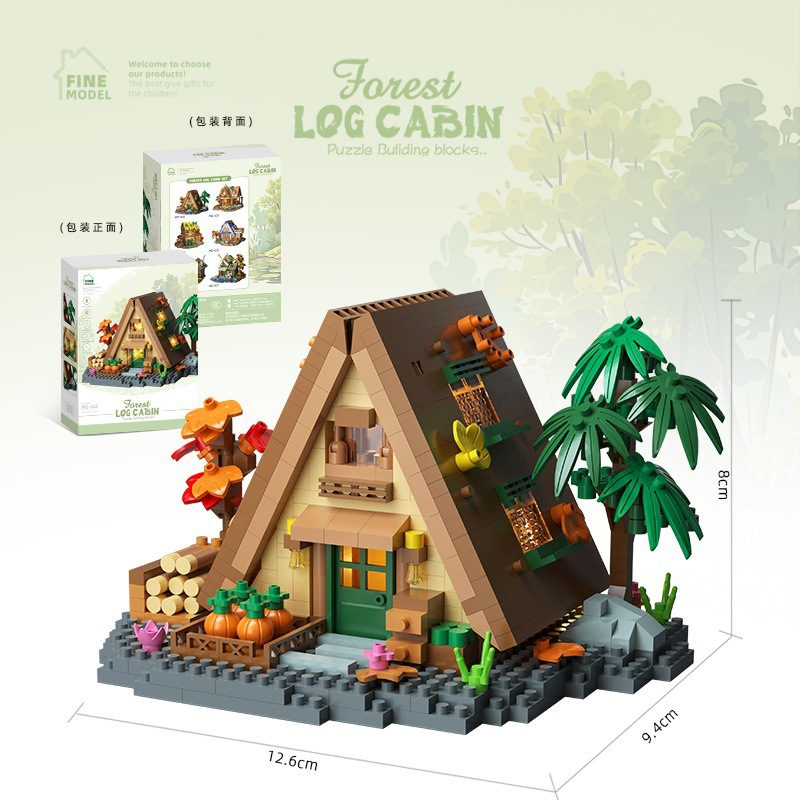 Maison rustique en bois + éclairage + acrylique - 721 pièces