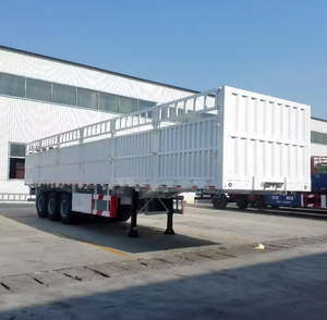 La belle qualité 3 essieux 4 essieux clôture Drop Side Board Remorque avec pick-up fermé paroi latérale Cargo Transport Truck Semi-remorque - Product Image 3