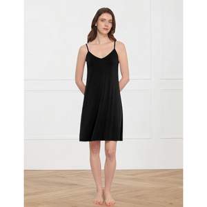 Chemise de nuit complète en viscose de bambou haut de gamme pour femme, douce, légère, à fines bretelles - Product Image 3