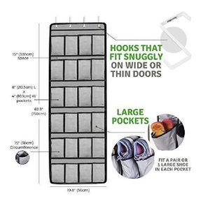Organisateur de rangement pour chaussures Le'sort fonctionnel à 24 poches, à accrocher à la porte, pliable, écologique, en tissu non tissé, moderne, carré - Product Image 2
