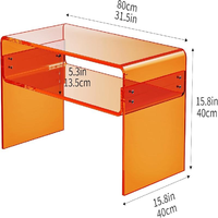 Mesa Rectangular Transparente Personalizada con Estante Abierto, Mesa de Centro Acrílica para Sala de Estar, Escritorio para Computadora, Decoración de Estilo Moderno