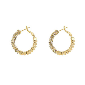 Boucles d'oreilles créoles métalliques pour femmes, style européen, nouvelle collection, motif géométrique, en alliage tendance, cuivre antique plaqué platine - Product Image 4